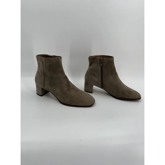 Via Spiga Side Zip Suede Tan Bootie US 7 M EUR 37 Block Heel Easy Wear - Picture 4 of 10